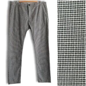 TOPMAN Stretch Skinny Button Fly Trousers Grey Geometric Pattern Men's Sz 38